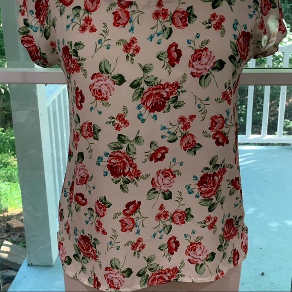 Boho Chic Cottage Core Flowy Rose Zip Up Blouse S - Picture 11 of 16